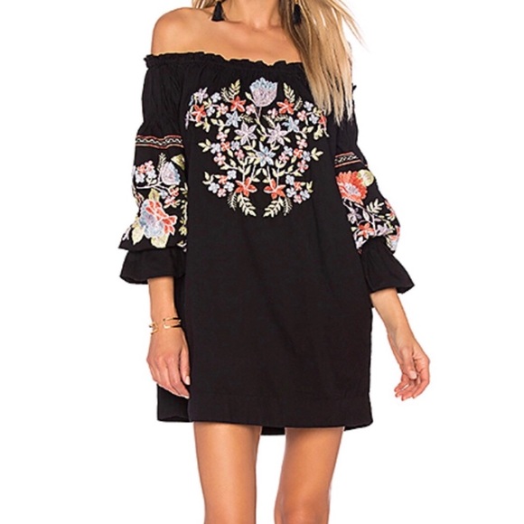 Free People Dresses & Skirts - SOLD Free People Fleur Du Jour Black Shift Dress